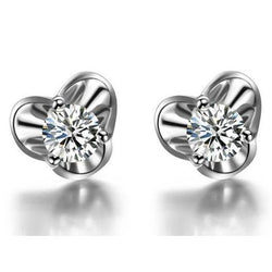 Round Shaped Diamond Stud Earring Solid 2 Carat White Gold 14K