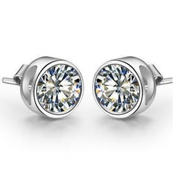 2 Carats Round Solitaire Diamond Stud Earring White Gold