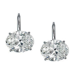 2 Carats Solitaire Oval Cut Diamond Drop Earring Gold White 14K