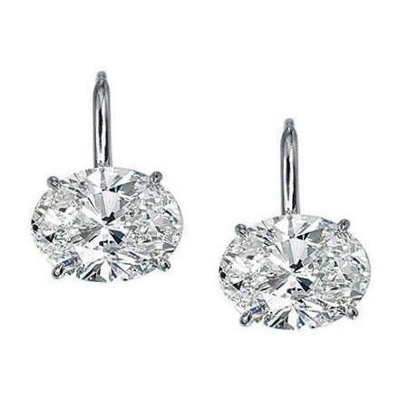 2 Carats Solitaire Oval Cut Diamond Drop Earring Gold White 14K Drop Earrings