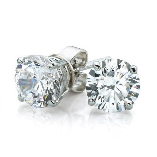 2 Carats Solitaire Round Brilliant Cut Diamond Stud Earring White Gold 14K Stud Earrings