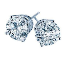 2 Carats Solitaire Round Cut Lab Grown Diamond Stud Earrings White Gold 14K