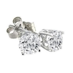 2 Carats Solitaire Round Lab Grown Diamond Stud Earring White Gold 14K