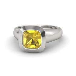 2 Carats Solitaire Yellow Sapphire Ring Gold Jewelry