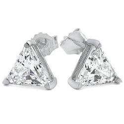 2 Carats Triangle Cut Diamond Stud Earring Solid White Gold