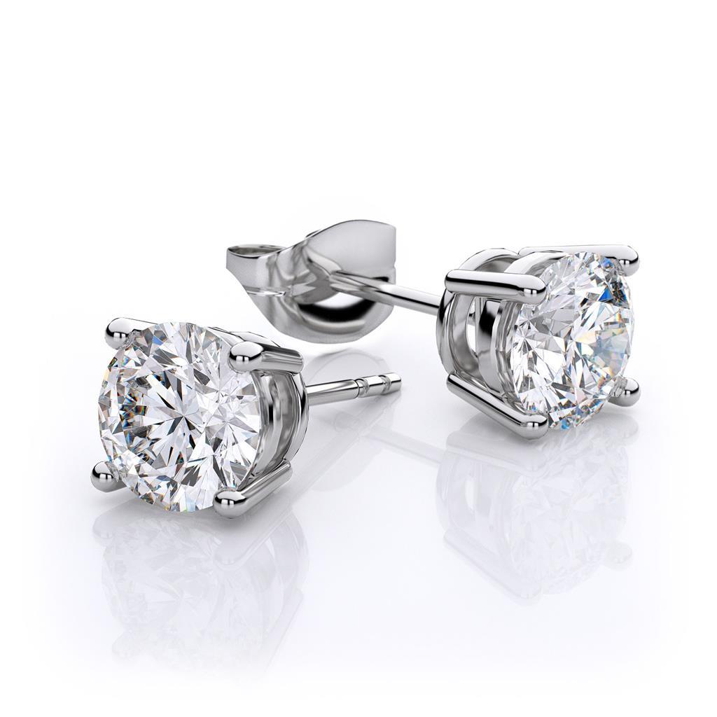  Women Studs Earrings Round Cut Diamonds 