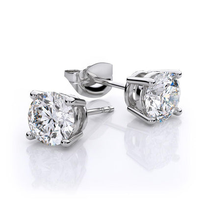 natural round diamond 2ct earring front view