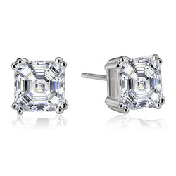 2 Ct Asscher Cut Diamond Stud Earring Pair Solid White Gold Jewelry
