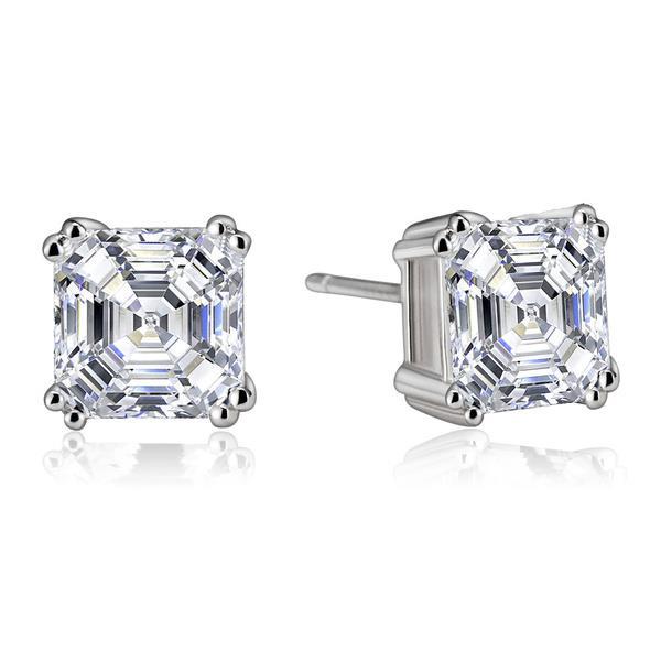 2 Ct Asscher Cut Diamond Stud Earring Pair Solid White Gold Jewelry Stud Earrings