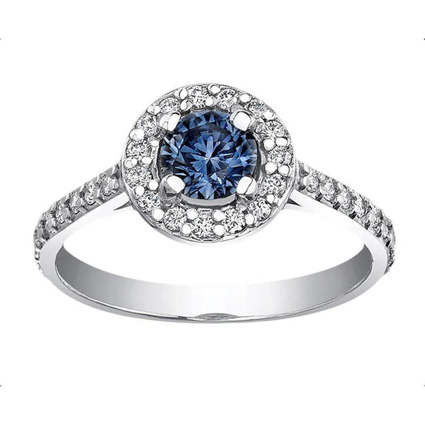 2 Ct. Blue Halo Diamond Gemstone Ring White Gold Gemstone Ring