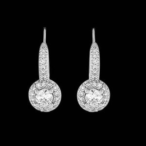 2 Ct Diamond Dangle Pair 14K White Gold Hanging Earring Drop Earrings
