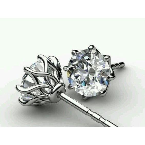 New Diamond Solid White Gold Jewelry Stud Earrings