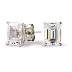 2 Ct Emerald Cut Solitaire Diamond Stud Earring Solid White Gold