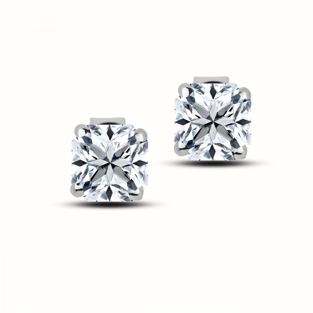 New amazing  Princess Cut Diamond Women White Gold Stud Earrings