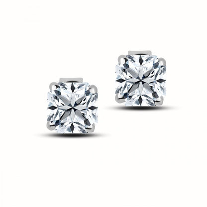 New amazing  Princess Cut Diamond Women White Gold Stud Earrings