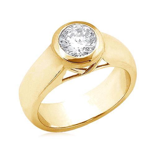 Woman's Gorgeous Diamond Solitaire Yellow Gold Ring New Solitaire Ring