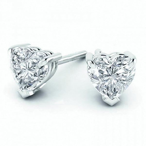 2 Ct Heart Cut Diamond Women Stud Earring Solid White Gold Jewelry Stud Earrings