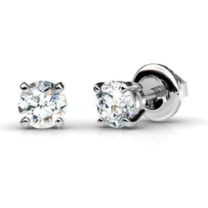 Natural  Ladies Round Brilliant Cut Diamonds Studs Earring White Gold 