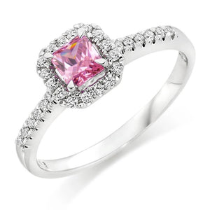  Lady’s Brilliant  Pink Sapphire And Diamond   White Gold Gemstone Ring