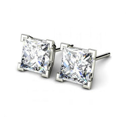 2 Ct Princess Cut F Vs1 Diamond Stud Earring 14K White Gold