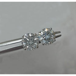 2 Carats Prong Diamond Round Stud Solitaire Earrings 14K White Gold