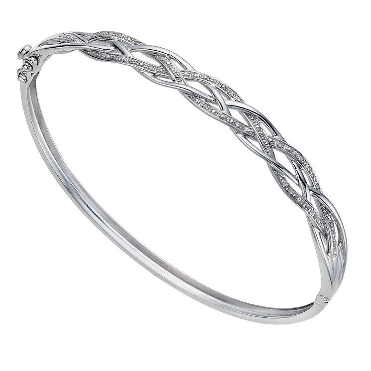 2 Ct Round Brilliant Cut Diamonds Lattice Bangle Bracelet 14K White Gold Bangle