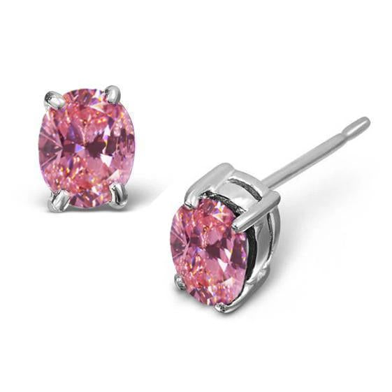 2 Ct Round Cut Pink Sapphire Stud Earring 14K White Gold Gemstone Earring