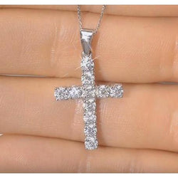 2 Ct Round Diamond Ladies Cross Pendant Jewelry