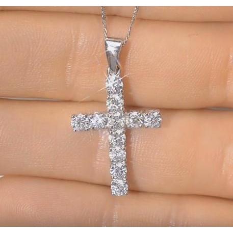 2 Ct Round Diamond Ladies Cross Pendant Jewelry Pendant