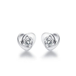 2 Ct Round Diamonds Heart Shape Women Stud Earrings White Gold