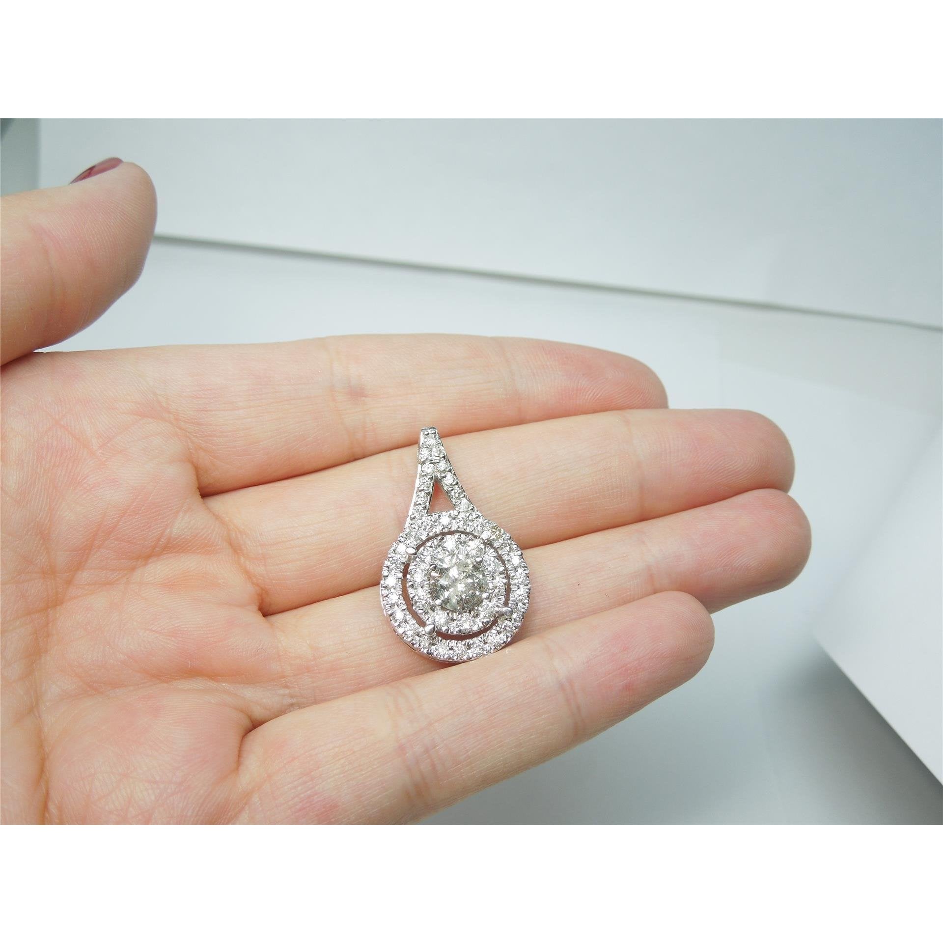 2 Ct Sparkling Round Cut Diamonds Large Pendant Necklace White Gold Pendant
