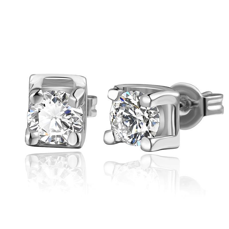 Sparkling Round Cut Prong Set Diamonds Studs Earring White Gold 