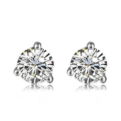   Brilliant Sparkling Stud Earrings White Gold Diamond 
