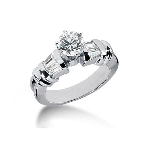  Sparkling Unique  Lady’s White Gold Round Anniversary Solitaire Ring with Accents Diamond