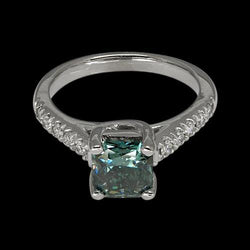 2 Cts. Blue Radiant Diamond Royal Gemstone Ring White Gold 14K