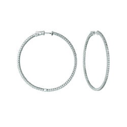 2 Pointer Hoop Earrings/Patented Snap Lock 3 Carats 14K White