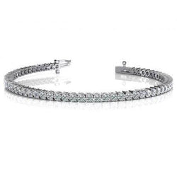 2 Prong Set White Round Lab Grown Diamond Tennis Bracelet Solid Gold 6 Carats