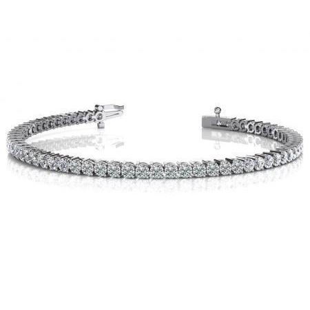 2 Prong Set White Round Diamond Tennis Bracelet Solid Gold 6 Carats Tennis Bracelet