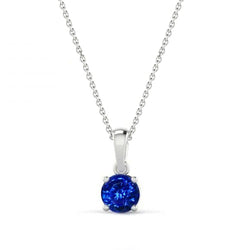 2 Carat Ceylon Sapphire Pendant Necklace Chain White Gold 14K