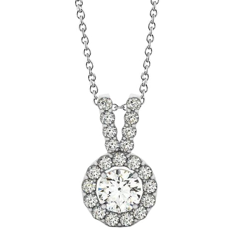 2.00 Carats Round Diamond Pendant Necklace Without Chain Gold 14K