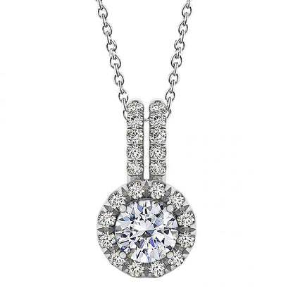 2.00 Ct. Round Natural Earth Mined Diamond Halo Pendant Necklace Without Chain Gold 14K