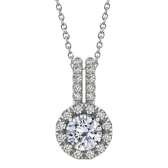 2.00 Ct. Round Diamond Halo Pendant Necklace Without Chain Gold 14K