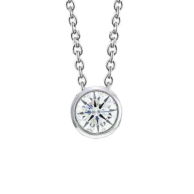2 Ct Bezel Set Brilliant Cut Lab Grown Diamond White Gold Pendant