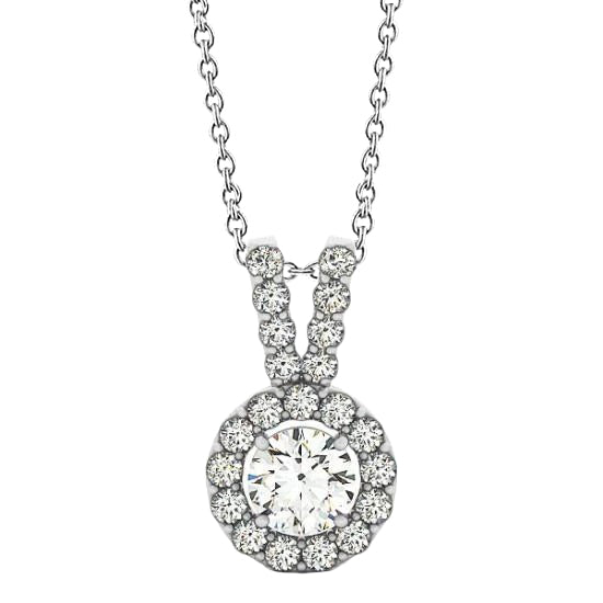 2.00 Carats Round GIA Certified Lab Grown Diamond Pendant Necklace Without Chain Gold 14K