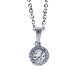 2.16 Carats Round Lab Grown Diamond Halo Style Women Pendant White Gold 14K