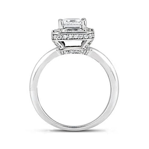 Halo Ring Emerald Halo Diamond Wedding Ring 2.20 Ct.
