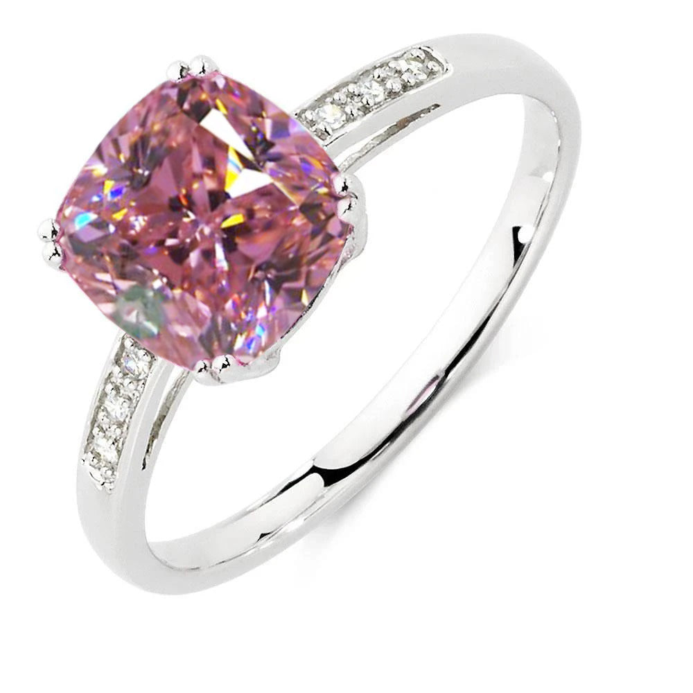 Sparkling Unique Lady’s Pink Sapphire And Diamond Ring White Gold