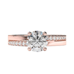 2.25 Carats Sparkling Brilliant Cut Diamond Wedding Ring Rose Gold 14K
