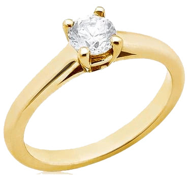 Round Diamonds Solitaire Yellow Gold Ring