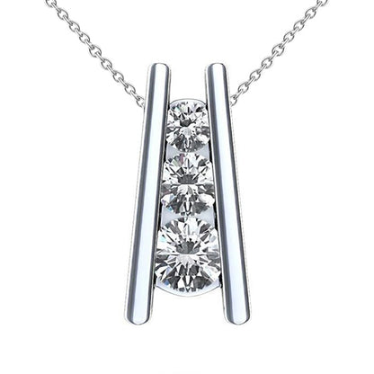 2.25 Ct Three Stone Lab Grown Diamonds Ladder Pendant Necklace